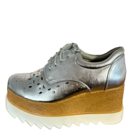 Сребристи дамски обувки с платформа , снимка 5 - Дамски елегантни обувки - 44835637
