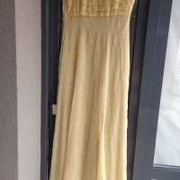 Бална(официална ) дълга рокля в пастелно жълто-зелено, снимка 1 - Рокли - 35935129