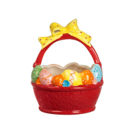 Великденска керамична кошница Mercado Trade, С панделка, Червен, снимка 2 - Кутии за храна - 44826041