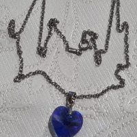 Swarovski сребърен синджир с висулка сърце 925 , снимка 2 - Колиета, медальони, синджири - 44262200