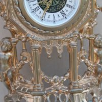 Немски механичен часовник бронз с позлата, снимка 5 - Антикварни и старинни предмети - 41374315