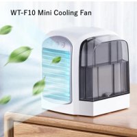 Мини въздушен охладител Air Conditioner WT-F10 3 скорости вентилатор с вода LED светлини преносим ох, снимка 2 - Вентилатори - 41942378
