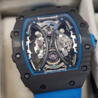 Мъжки луксозен часовник Richard Mille RM 53-01 Blue Rubber Strap Super High Quality , снимка 3 - Мъжки - 41568105