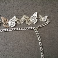 Метален колан бижу верижка с пеперуди в сребрист цвят, снимка 10 - Колани - 41755413