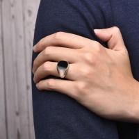 Класически мъжки пръстен с оникс, снимка 6 - Пръстени - 36045074