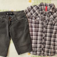 Дамски черни панталонки р-р 27, 26+подарък риза S, XS, снимка 18 - Къси панталони и бермуди - 40973077