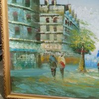 Стара картина,Париж,български художник,масло на платно , снимка 12 - Картини - 41170235