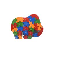 Дървен пъзел, слон - цифри, азбука, мозайка, снимка 1 - Игри и пъзели - 41359599