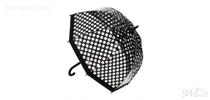 Автоматичен дамски чадър, Черен на точки, снимка 1