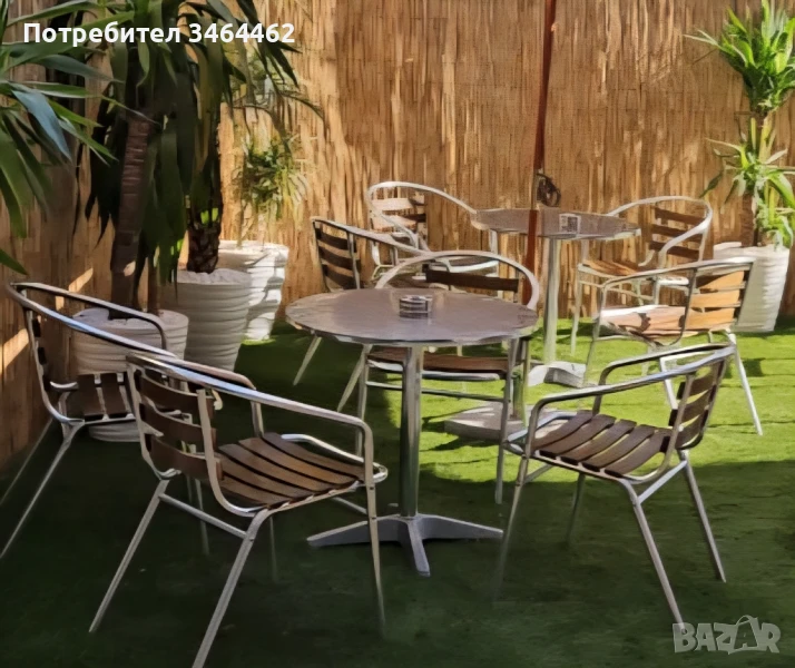 Стол и маса алуминий и дърво, снимка 1