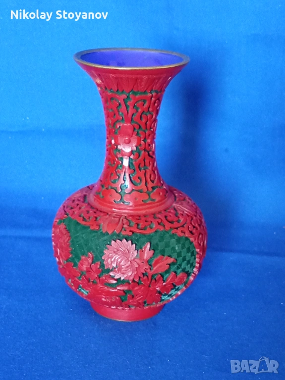 Китайска ваза от Цинобър, снимка 1