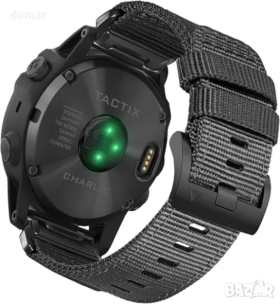 HEMSUT Премиум найлонова каишка за Garmin Quick Fit - 26 мм, гланцирана, издръжлива, снимка 1