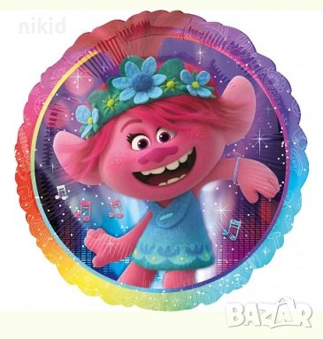 Тролчета Тролчетата Trolls Попи кръгъл фолио фолиев балон хелий или въздух парти рожден ден, снимка 1