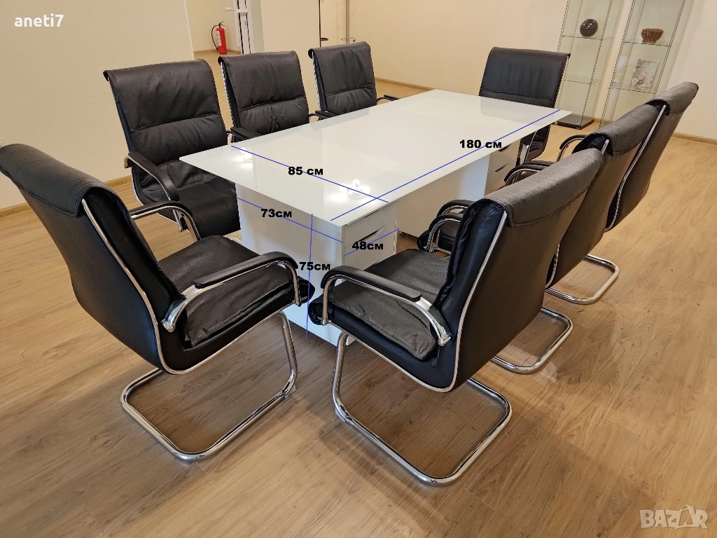 Заседателна маса бяла 180см/85см/75см, от ИКЕА. В отлично състояние, снимка 1