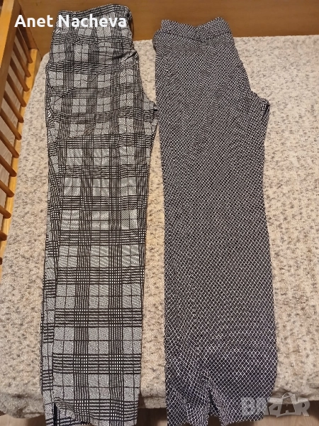 Дамски панталони - каре и ромб, сиво черни , снимка 1