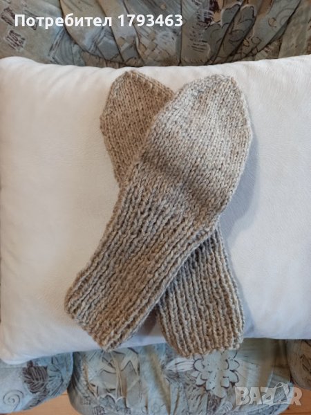 Ръчно плетени мъжки чорапи от вълна, размер 37, снимка 1