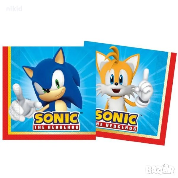 Соник Sonic 10 парти салфетки рожден ден, снимка 1