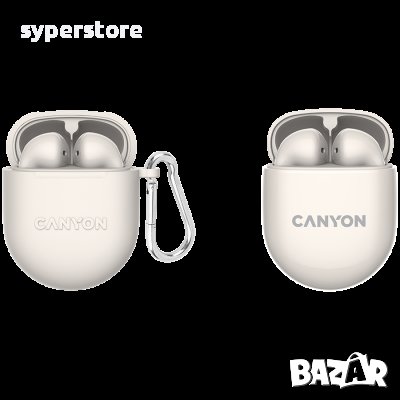 Безжични слушалки тапи, Canyon TWS-6, Бежов, SS301544, снимка 1
