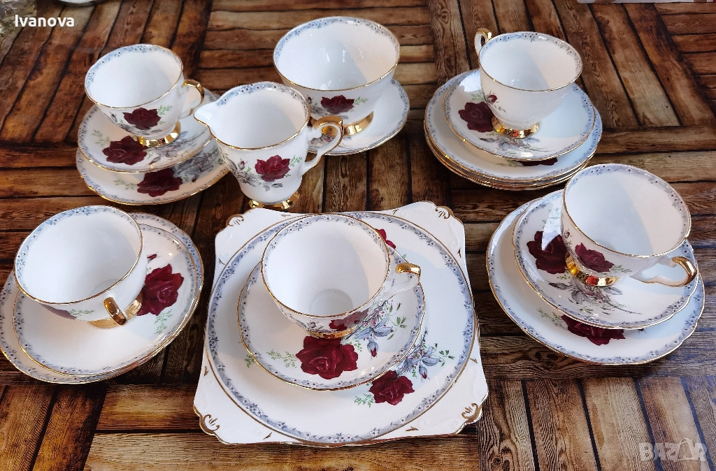 Сервиз за чай от английски костен порцелан , снимка 1