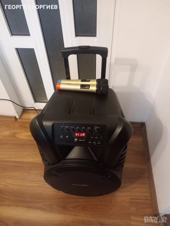 Продавам 15" караоке,мощна активна тонколона Azusa с два микрофона, снимка 1
