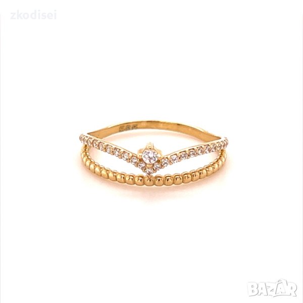 Златен дамски пръстен 1,44гр. размер:57 14кр. проба:585 модел:16598-3, снимка 1