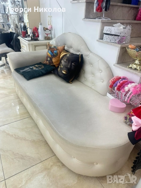 Бежов диван изкуствена кожа, снимка 1