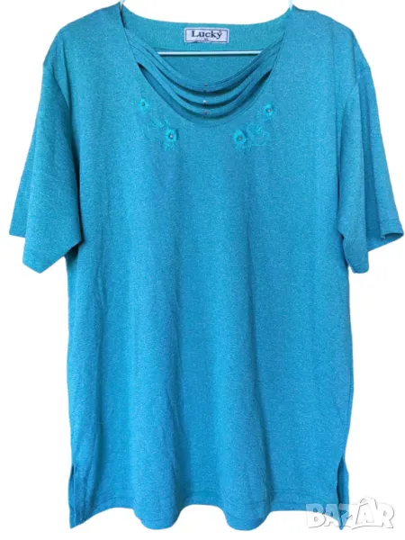 Дамска тениска Lucky, 66% полиестер, 30% памук, Синя, 70х56, XL, снимка 1