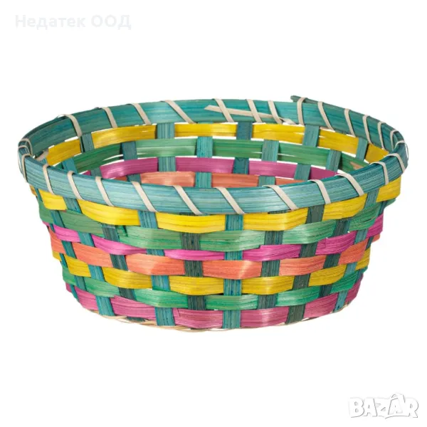 Великденска декоративна кошница, тюркоазена, Ø25x9cm, снимка 1