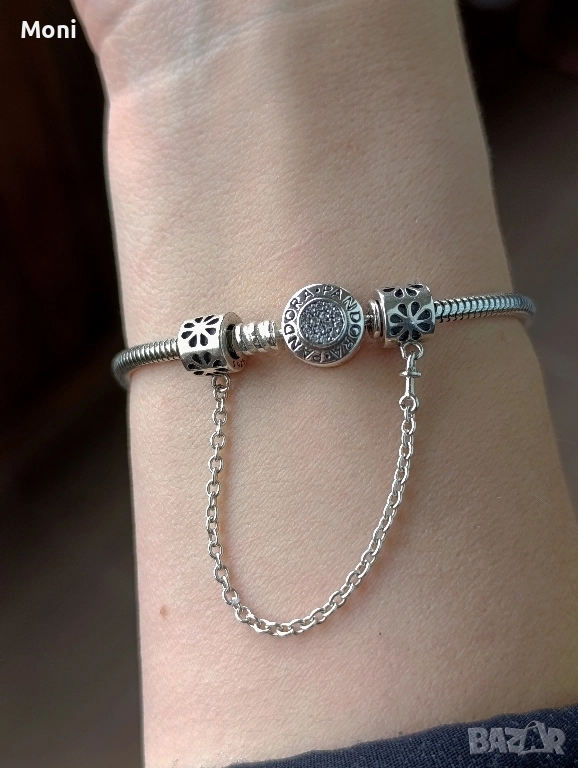 Сребърна гривна за талисмани, осигурителна верижка , снимка 1