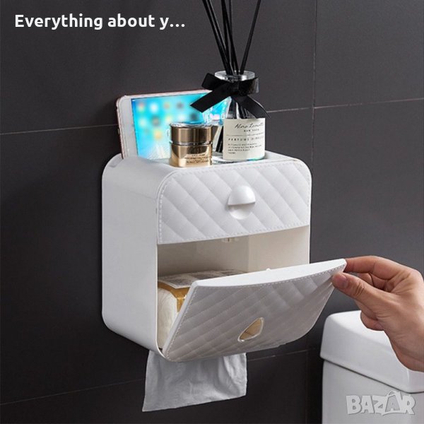 Водоустойчива поставка за тоалетна хартия с рафт и чекмедже, снимка 1