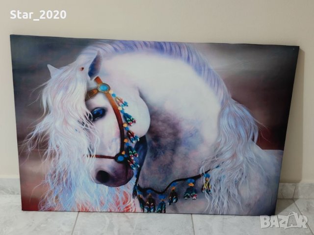 Светеща картина с Led осветление - бял кон