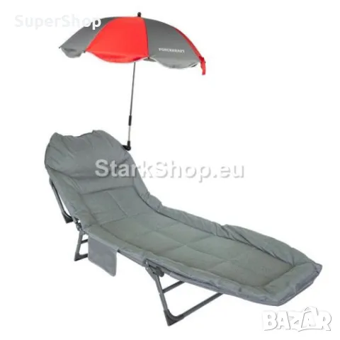 Сгъваем Шезлонг – Походно Легло с Джобче + Чадър 200кг Подсилена Метална Конструкция FORSAGE, снимка 5 - Къмпинг мебели - 50236843