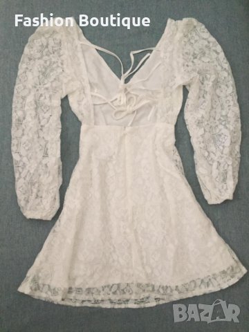 ЛИКВИДАЦИЯ! Бяла дантелена рокля с дълъг ръкав, снимка 9 - Рокли - 30274655