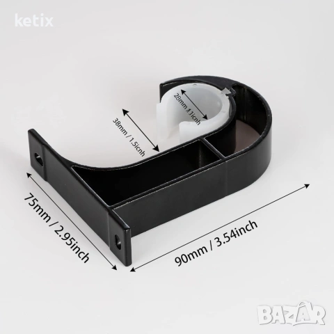 Скоби за единични корнизи от алуминиева сплав,4 броя,черни, снимка 3 - Други стоки за дома - 53520941