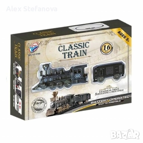 Класически ретро влак с релси - 16 части, снимка 3 - Коли, камиони, мотори, писти - 52837354