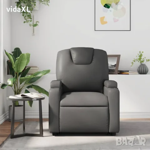 vidaXL Масажен наклоняем стол, сив, изкуствена кожа, снимка 3 - Дивани и мека мебел - 56147382