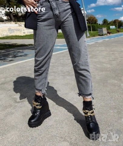 Боти на платформа - черна кожа - BPL30 , снимка 2 - Дамски боти - 51915399