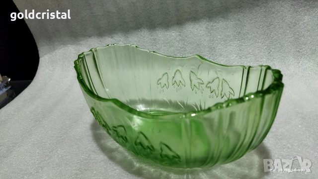 стара стъклена купа фруктиера цветно зелено стъкло , снимка 7 - Антикварни и старинни предмети - 52673947