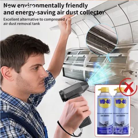 Мини мощен вентилатор X3, мощност 180 W, 130000rpm, за компютър, почистване на дома, барбекю, кола, , снимка 5 - Други инструменти - 50188362