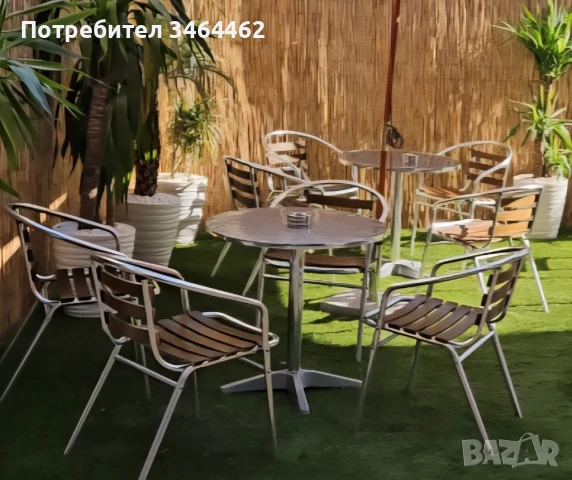 Стол и маса алуминий и дърво, снимка 1