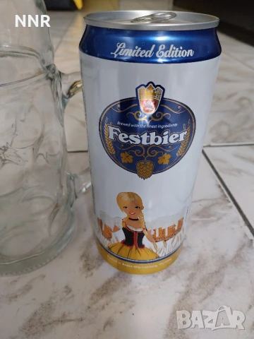 Халба за бира - 1 литър + празно кенче, снимка 2 - Чаши - 50985792