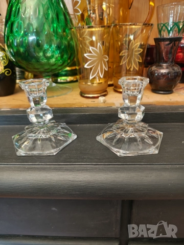 Арт Деко 2 кристални свещника 