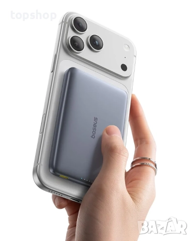 Чисто нова,фабрично запечатана! Външна батерия Baseus Picogo AM41, ултра тънка 10000mAh Qi2 Magsafe 