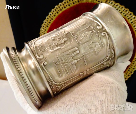 Чаша,халба от калай,архитектура,220 мл., снимка 6 - Антикварни и старинни предмети - 41790363