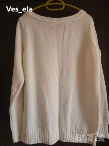 бяла блуза плетиво с орнаменти, снимка 2 - Блузи с дълъг ръкав и пуловери - 49240736