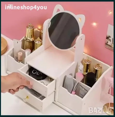 Луксозна тоалетка за грим с огледало за перфектна подредба на грим, снимка 4 - Огледала - 49637341