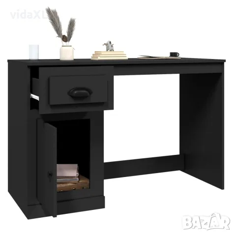 vidaXL Бюро с чекмедже, черно, 115x50x75 см, инженерно дърво, снимка 5 - Бюра - 56147991
