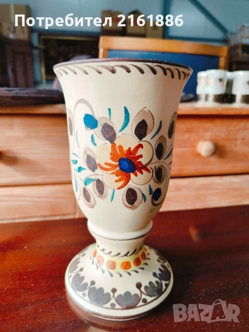 Ръчна изработка португалска керамична ваза, снимка 3 - Вази - 52500933