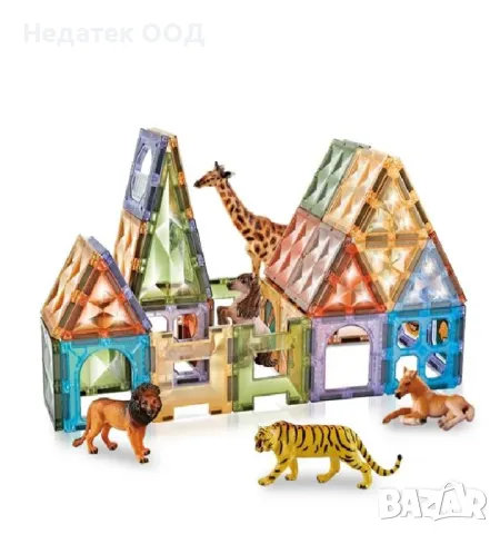 Цветни магнитни тухли Zoo, 77 бр., снимка 4 - Конструктори - 48765397