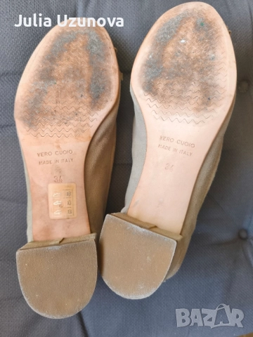 Велурени обувки с малък ток - 34 номер , снимка 4 - Дамски обувки на ток - 51712113
